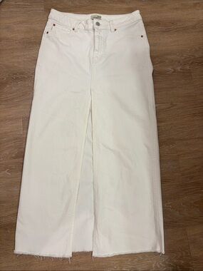 DL1961 White Denim Skirt with Front Button Detail